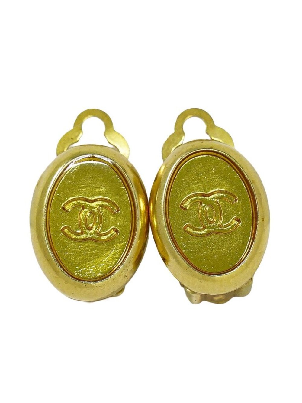 Chanel CC Logo Earrings Gold Plated